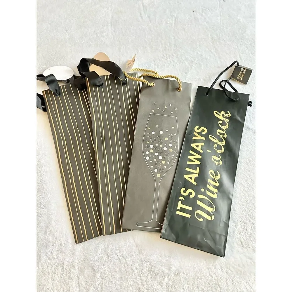 Set up for wine bottle gift bags - perfect for the holidays and New Year’s - bla
